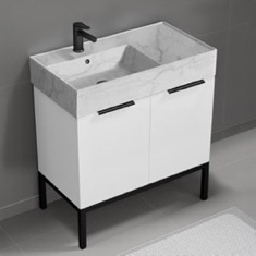 Modern Bathroom Vanity, 32 inch, Marble Style Sink, Free Standing